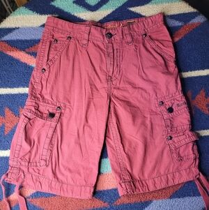 Rock Revival Red Cargo Shorts Mens Size 33 Embroidered Logo 12" Inseam
